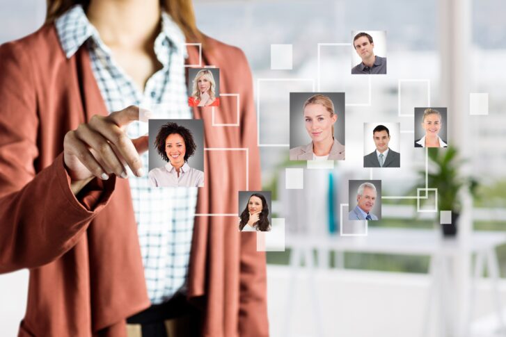 HR manager interacting with a digital system for employee record management.