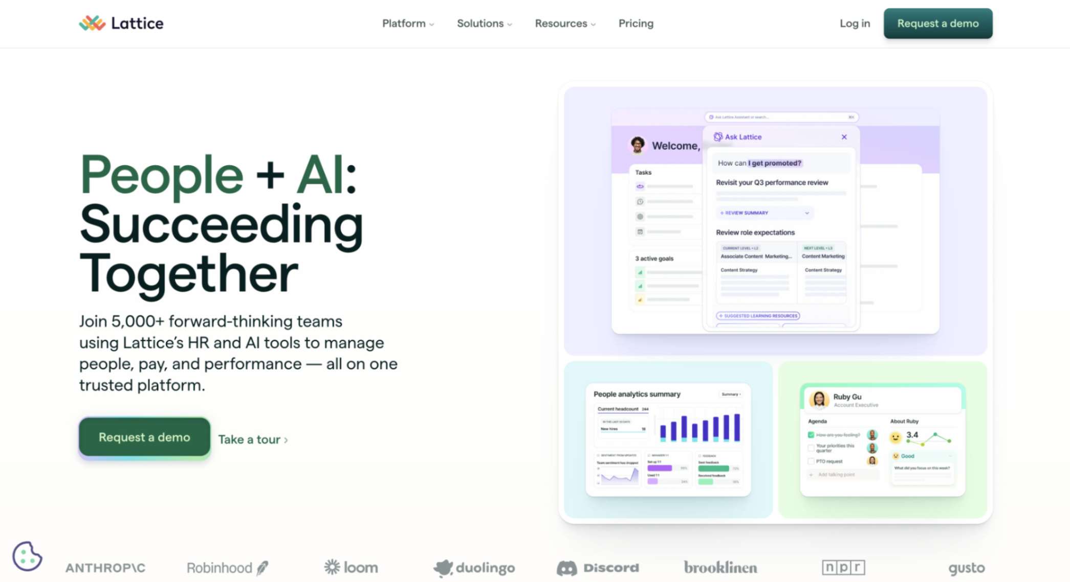 Employee record management software Lattice homepage screenshot